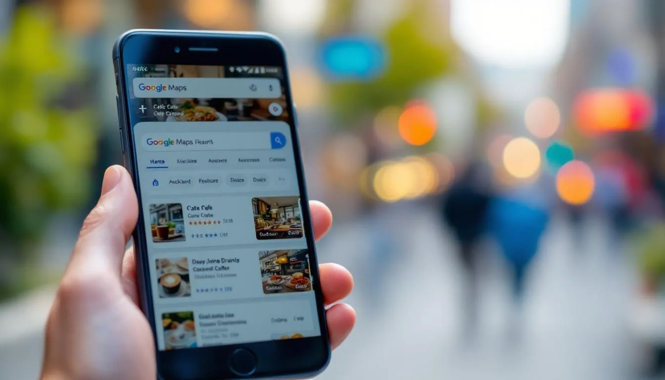 Google Maps search results showing Auckland retail store listings on a mobile phone
