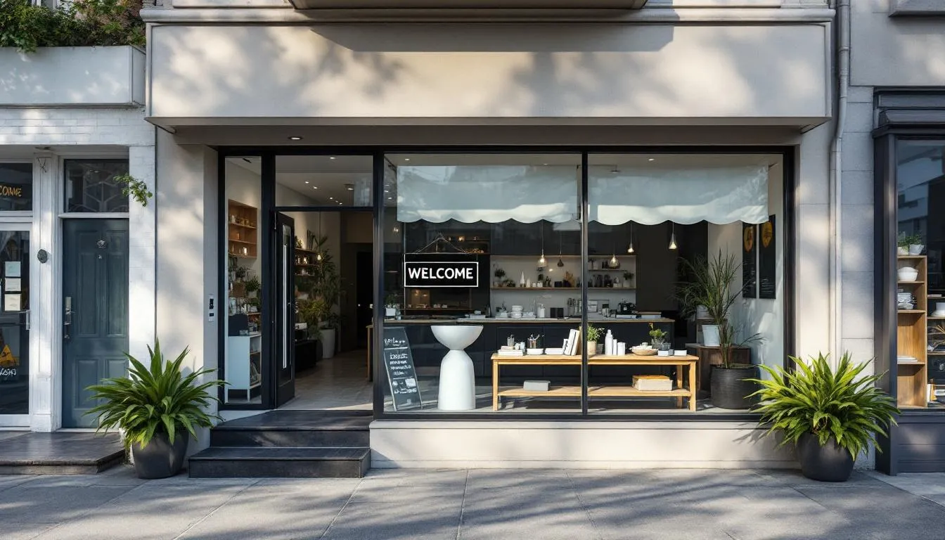 New Zealand small business storefront with open sign and welcoming entrance