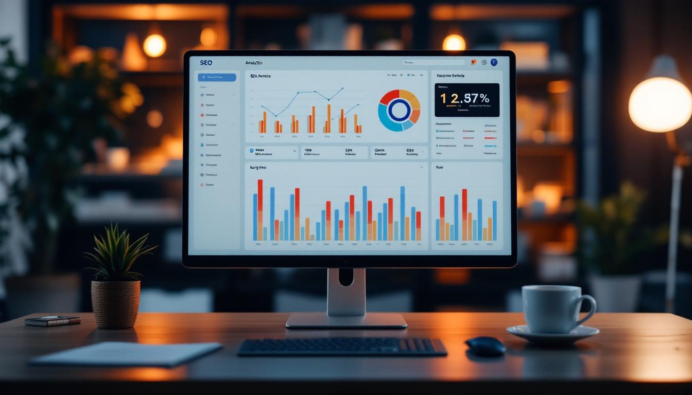 SEO analytics dashboard showing keyword rankings and organic traffic data for Auckland business