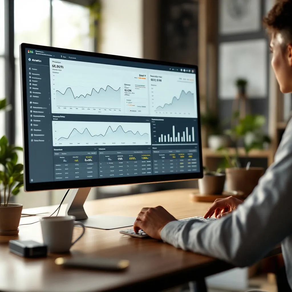 Business owner reviewing SEO case study results on screen