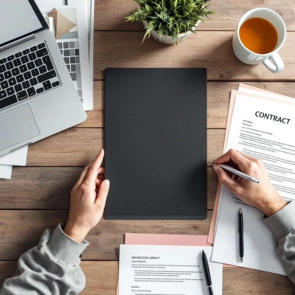 SEO contract and pricing document being reviewed