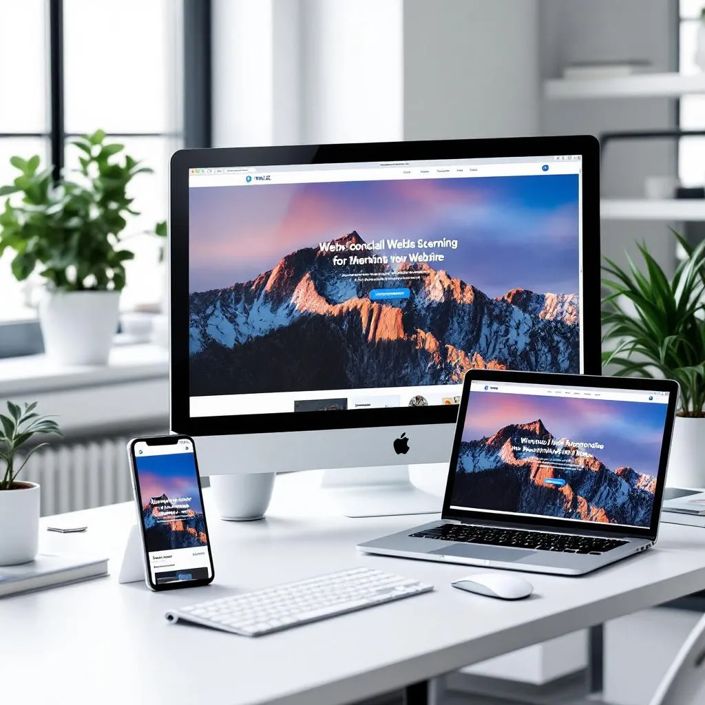 Responsive website being tested across mobile and desktop devices